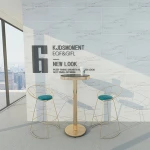 Modern Bar Dining and Restaurant High Chair Bar Table Chairs Velvet Fabric Dining Chair Accent Metal Gold Luxury Bar Stool Chair