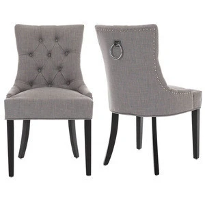 Modern dining room furniture linen fabric ring back dining chairs