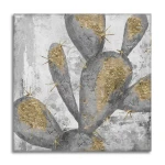 Modern pop gold cactus plants oil painting on canvas wall designs easy abstract paintings nordic wall art poster