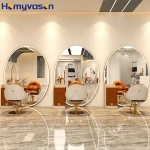 Modern Style Large Gold Styling Wall Mounted Barber Salon Furniture Hairdressing Led Makeup Beauty Salon Mirror