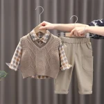 Mother Kids Boy Sets Children Clothing Spring Autumn Sweater Cotton Tops Pants Child Outfit Trousers Baby Clothes Suits