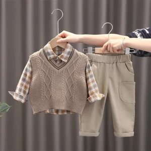 Mother Kids Boy Sets Children Clothing Spring Autumn Sweater Cotton Tops Pants Child Outfit Trousers Baby Clothes Suits
