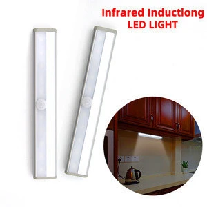 Motion Sensor Night Light 10 LED Stairs Closet Lights USB rechargeable Wireless Cabinet IR Infrared Lamp