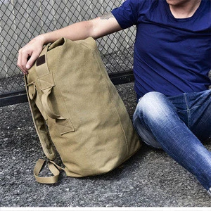 Multifunctional military solid color men sports travel duffle bags outdoor tactical rucksack canvas backpack