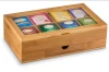 Natural Bamboo Tea Storage Box Wooden Tea Chest Organizer with Small Drawer  Great Gift Idea