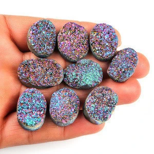Natural Titanium Druzy Quartz Rainbow Crystals in Wholesale Loose Gemstones for Home Decor and Crafts Drusy Gemstones