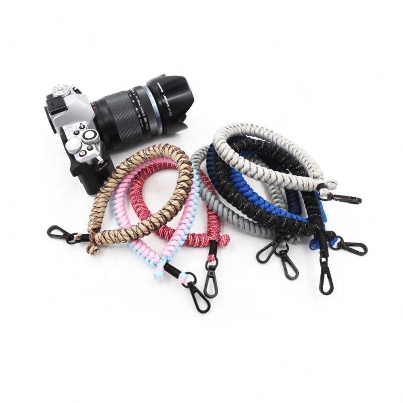 new color weave style nylon rope camera wrist strap paracord handle with clip