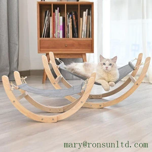 New Design Indoor Home Pet Products Travel Swing Wood Dog Cat Hammock Bed with hanging mat