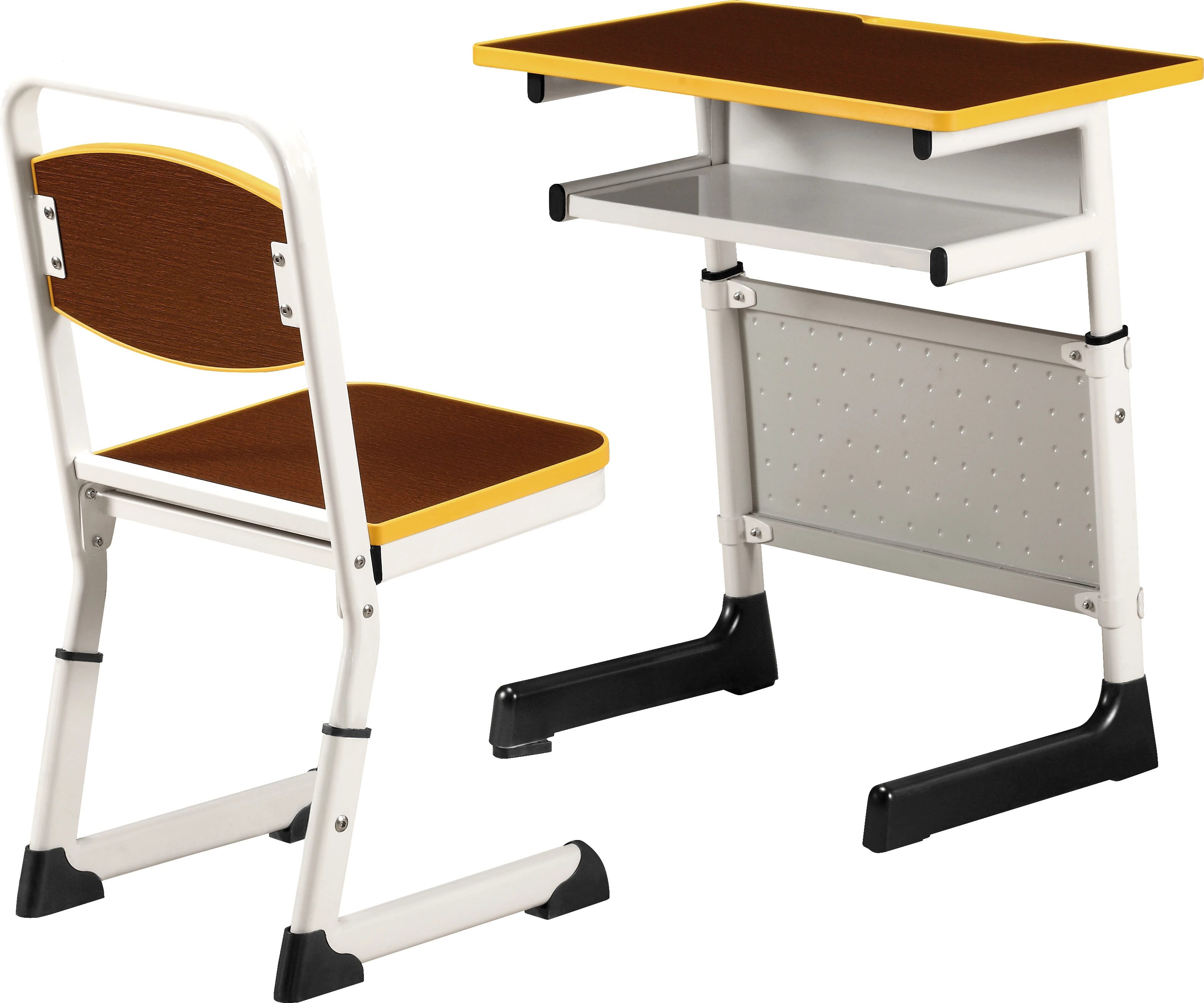 New pattern school student shelf desk and chair set metal student furniture