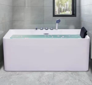 New Pure Acrylic Three-Side Skirt Indoor SPA Bathtub with Pillows