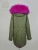 Import New Style Rose Red Fur Lined Parka Winter Faux Fur Garment Long Coat For Women Showy Color Wear Ladies from China