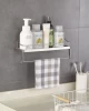 No Damage Seamless Wall Mounted Shower Caddy Basket Shelf Hanging Bathroom Shelf Corner Rack Shelves With Towel Bar