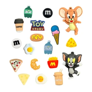 OEM Custom Soft PVC Shoe Charms cat and mouse Cartoon Decorations Clog Accessories Wholesale Shoes Charms