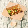 One Carton 500 pcs China Manufacturer Kraft Paper Lunch Box Take Out Brown Food