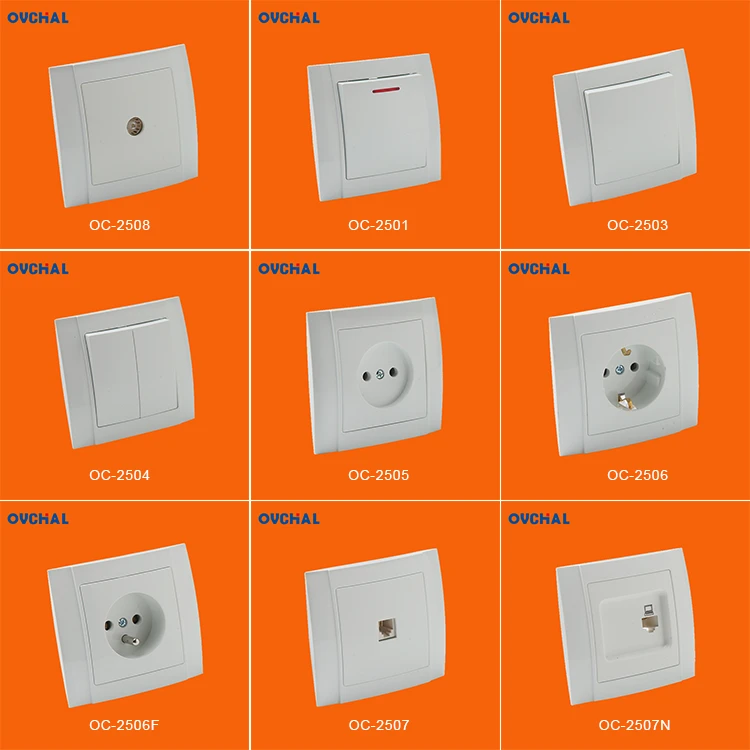 OUCHI New Product White 2 Gang Wall Mountable Light Power Switch