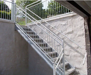 Outdoor metal staircase, outdoor stair railing design, galvanized stairs, Outdoor prefabricated steel stairsTS-285