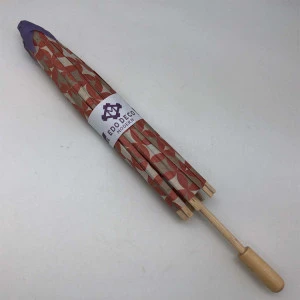 Paper crafts one piece novelty wood umbrella with as decoration