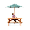 Patio Outdoor Garden Wooden Table for Picnic With Assorted Sunshade Beach Parasol