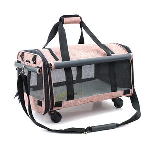 Pet Travel Carrier Airline Approved Removable Wheeled Pet Carrier for Medium &amp; Small Dogs Puppy Cat expandable pet bag