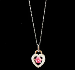 Pink Sapphire Heart Pendant 14k White Gold Chain Necklace Women&#39;s Jewelry Accessories Santa Barbara California United States USA