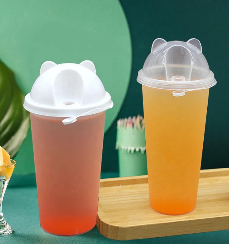 Plastic Disposable 90mm PP Injection Dome Lid Panda Lid For Beverage