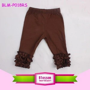 Popular design baby girls icing leggings cotton triple ruffle pants wholesale icing pants