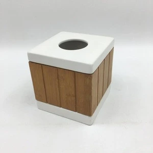 Popular Square Ceramic Tissue Boxes with Wooden