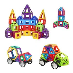 Preschool 102pcs plastic magnetic building blocks safe 3d diy construction toys educational stem toy for kids