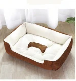 Printed fabric comfortable relax bolster warm pet beds accessories