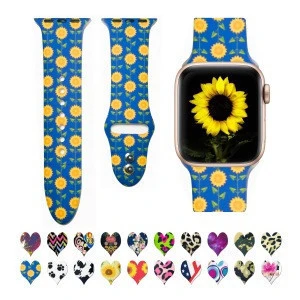 Printed Silicone Watch Band Rubber Strap For Apple Watch Bands 44mm For iWatch Band Series 5