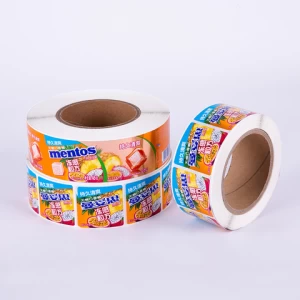Professional Custom Print Logo Label Sticker Vinyl Chewing Gum Sticker Die Cut Self-Adhesive Jelly Fruit Candy Sticker Labels