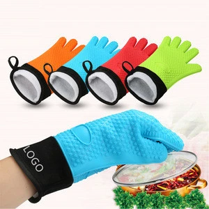 Professional Silicone Oven Mitt - 1 Pair - Extra Long Oven Mitts with Quilted Liner for Extra  bbq gloves
