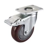 PU Caster Wheel 4 Inch Swivel Locking Wheels On Cast Iron Hub With Top Plate Medium Duty Cart Wheels