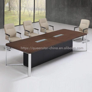 QS-MT02 luxury melamine meeting room table wooden veneered conference table modern boardroom table with melamine desktop
