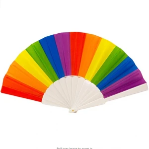 Rainbow Fan Folding Hand Rave Chinese Decoration plastic fan for party