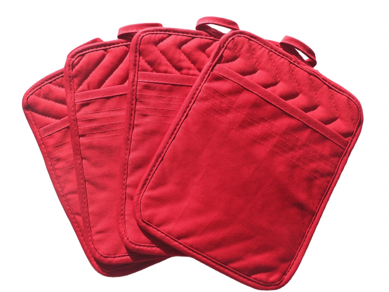 Ready to Ship Classic Red Black Grey Hot Pad 100% Cotton Heat Resistant Christmas Oven Pot Holder with Pocket