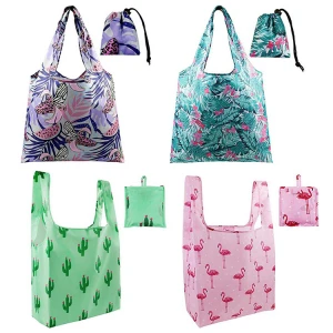 Recycle eco friendly polyester foldable shopping bag reusable grocery nylon polyester bag
