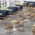Import restaurant dining table western cafe tables with retro oak wood chairs from China