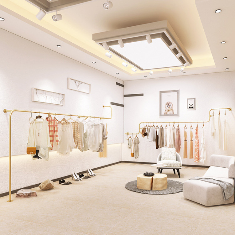 Buy Retail Gold Clothes Shop Display Wall Metal Hanging Rack Interior ...