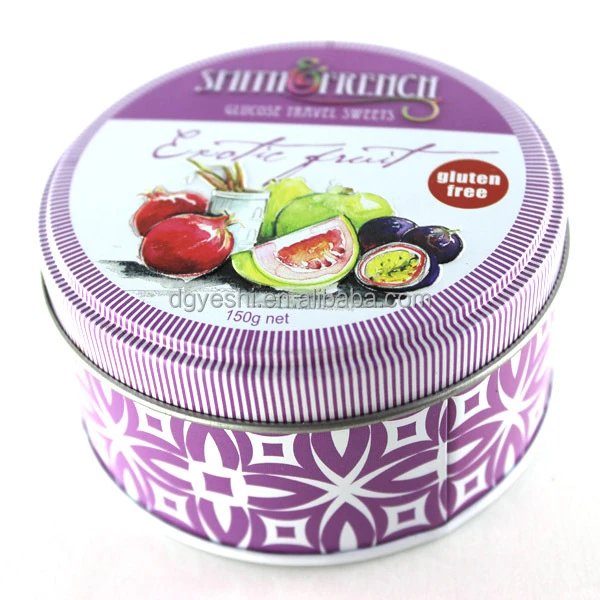 Round fruit tin box candy nut packaging tin can metal almond container