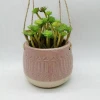 Round hanging garden planter pot with rope