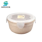Round Type 1000ml Wheat Straw Food Crisper Preservation Bowl With Lid