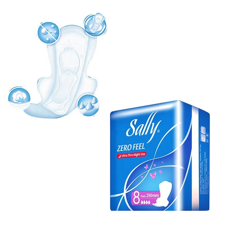 Sally 290mm sterilized cotton night use soft touch sanitary napkins