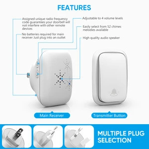 Self-generation wireless doorbell without battery button 200M outdoor 50M indoor
