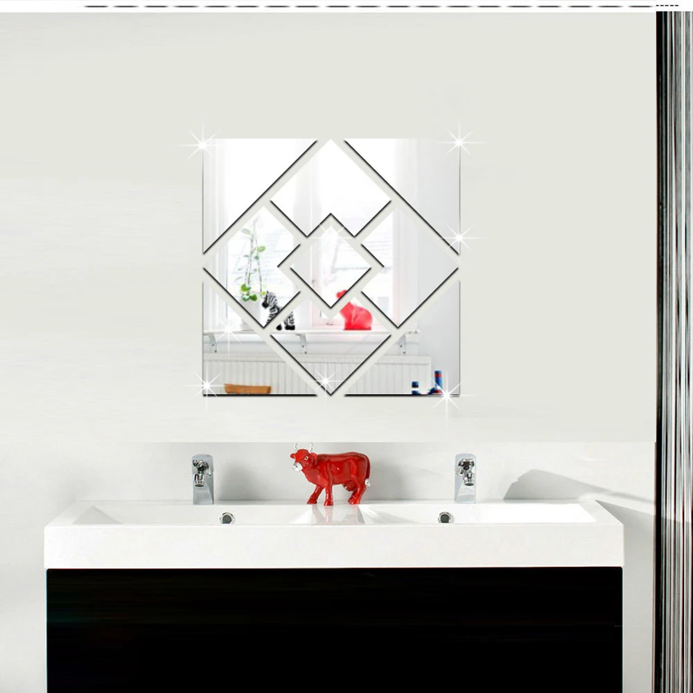 Selling well square sticker easy to paste wall art decoration 3d mirror sticker