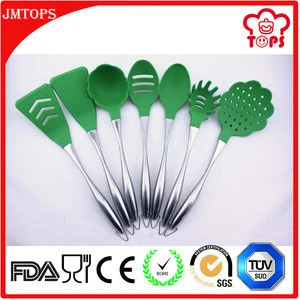 Silicone Material and Utensils Type Silicone Kitchenware with Stainless Steel Handle/ Silicone Cooking Tool Set with S/S Handle