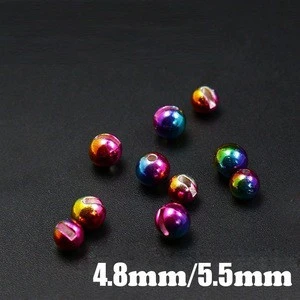 Slotted Tungsten beads rainbow color round heavy head beads fly tying big metal beads jig head