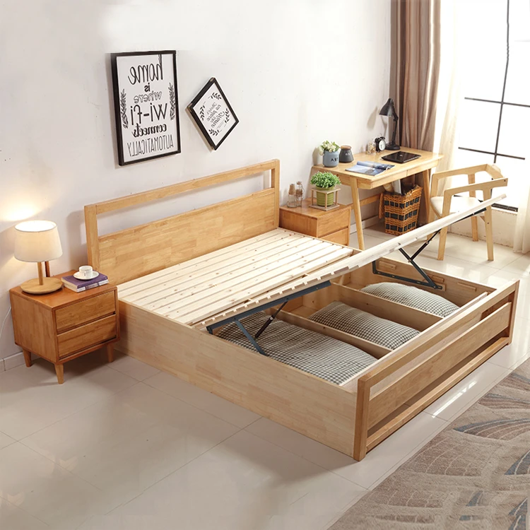 Solid wood modern simple 1.8m double bed