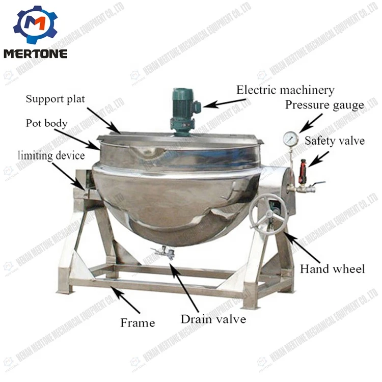 Soup With Jacketed Industrial Cooking For Canteen Restaurant Stirring Pot