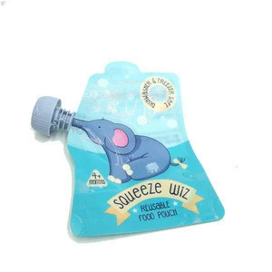 Special Shape Stand Up Baby Food Spout Pouch With Double Zipper Reusable Baby Juice Packing Bag